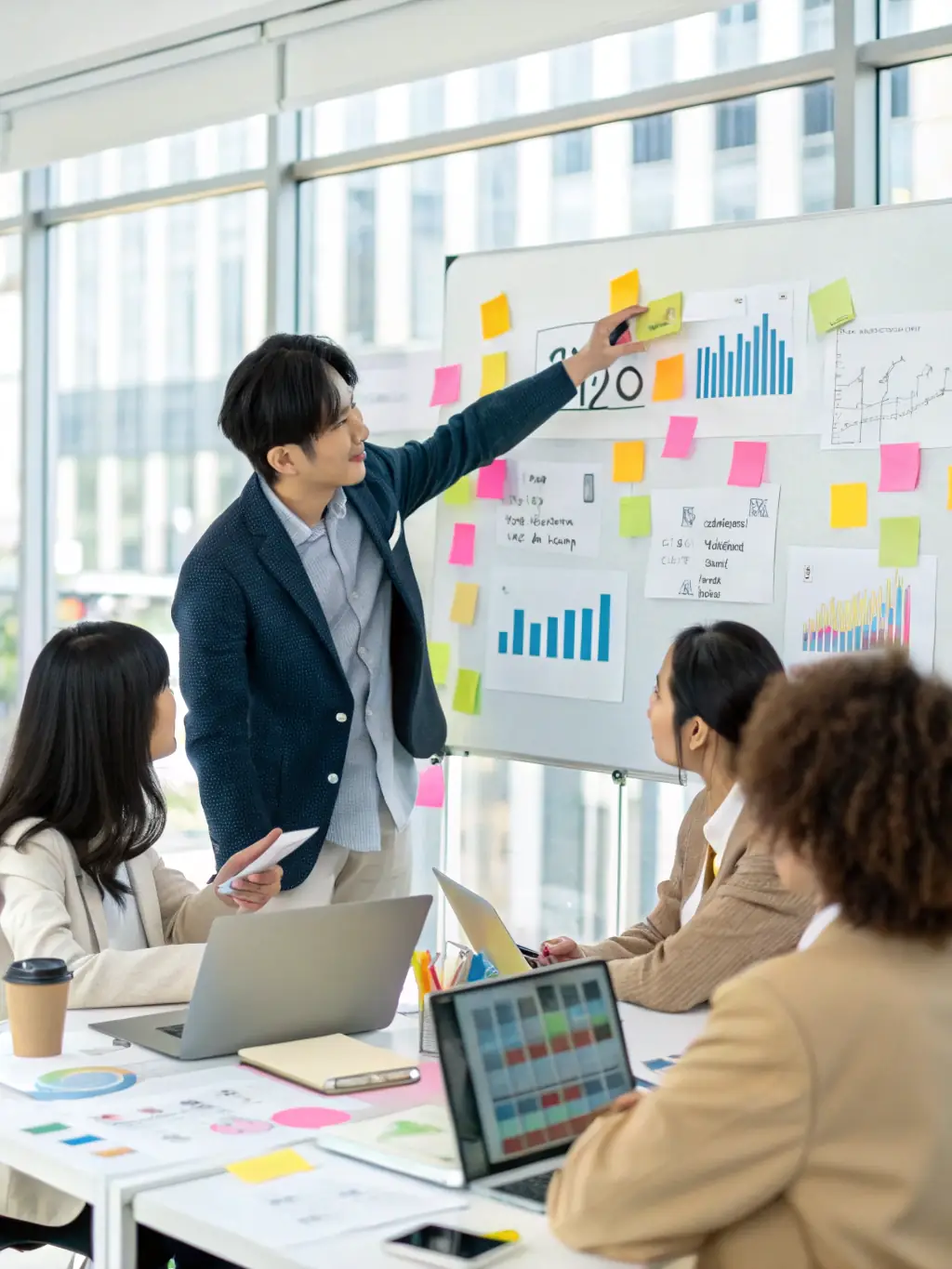 A professional showcasing the ServiceNow GRC implementation framework on a digital whiteboard, emphasizing a structured approach to risk management.